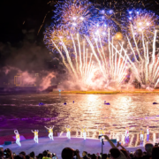Fireworks lighting up the Han River during DIFF